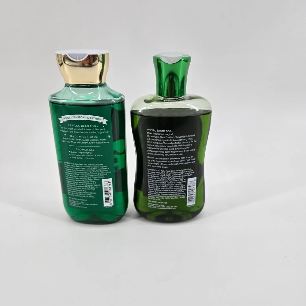 Bath & Body Works Shower Gel Vanilla Bean Noel Holiday 2pk Green 10oz New Unused